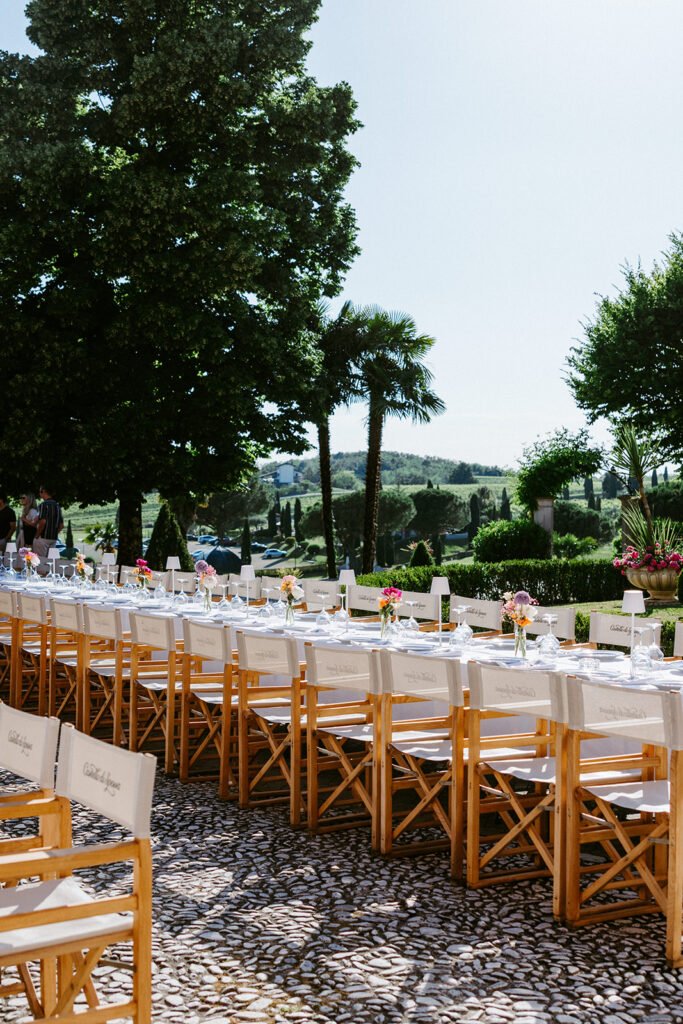 Luxury wedding reception overlooking the vineyards of Collio