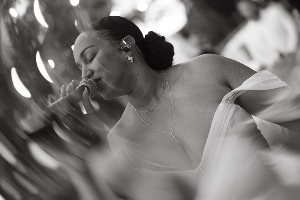 Wedding musician performing live during the evening reception